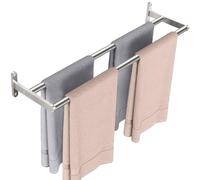 YUMORE Double Barre Porte-Serviettes de Bain Murale 60CM, INOX Argent | Porte-Serviettes à Deux Bras en Acier Inox Support Serviette à Fixation Murale Range Serviettes pour Salle de Bain ou Cuisine