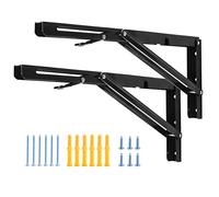YUMORE Support d' Étagère Pliable 400mm Équerre Pliante Robustes Noir | Équerres Étagères Console Rabattable Supports de Table Flottants Equerre Pliable pour établi Charge Lourde Max 150kg