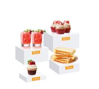 YumSur Lot de 4 rehausseurs de buffet, en acrylique blanc, pour cupcakes, fournitures de restauration, buffet, table à dessert pour fournisseurs, présentoir à gâteaux (blanc) (petit)