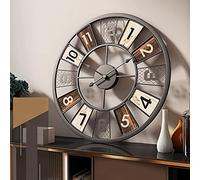 Yumyolk Horloge Murale Ronde, 60 cm, Silencieuse, Fonctionnement à Piles, Noire, Brune