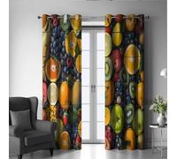YUNART Rideaux de Cuisine de Fruits tropicaux Tranches d’Orange et de Citron Rideaux de fenêtre assombrissants à Isolation Thermique Traitement de fenêtre à œillets 2 Panneaux 2X W132xL160cm