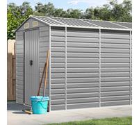 YunCangg Abri de jardin en acier galvanisé gris clair 191 x 895 x 198 cm avec espace de rangement, ventilation, poignées de porte, verrouillable pour outils, vélo, tondeuse à gazon, terrasse, balcon
