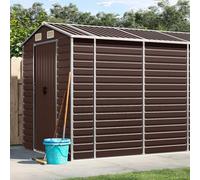 YunCangg Abri de jardin marron en acier galvanisé 191 x 980 x 198 cm avec grand espace de rangement et ventilation, abri de jardin résistant aux intempéries pour outils, vélo, tondeuse à gazon