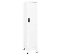 YunCangg Armoire à casier blanche en acier 38 x 45 x 180 cm avec porte verrouillable, fentes d'aération, porte-badge, barre de suspension et étagère pour bureau, école, couloir, chambre à coucher