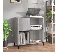YunCangg Armoire à disques gris Sonoma en bois avec pieds en métal - 84,5 x 38 x 89 cm - Armoire spacieuse pour disques vinyles comme buffet, vitrine ou meuble haut pour salon et bureau