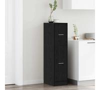 YunCangg Armoire à pharmacie en chêne noir 30 x 41 x 118 cm avec 2 tiroirs, espace de rangement et casier, polyvalent comme buffet, commode, organisateur pour salon, bureau, cuisine, salle de bain