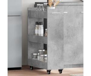 YunCangg Armoire à roulettes Gris béton 60 x 22 x 79 cm Buffet avec espace de rangement et tiroir Rangement polyvalent pour salon, bureau, couloir, cuisine et salle de bain