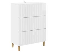 YunCangg Armoire à tiroirs blanche brillante en bois 66 x 34,5 x 90 cm avec 3 tiroirs, rangement polyvalent pour salon, chambre à coucher, bureau, couloir, commode moderne pour l'ordre et le rangement