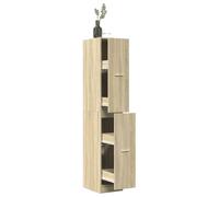 YunCangg Armoire d'apothicaire en chêne Sonoma 30 x 41 x 174,5 cm avec 4 tiroirs, espace de rangement et étagère, armoire d'appoint polyvalente pour salon, bureau, cuisine, couloir et chambre à