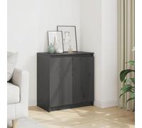 YunCangg Armoire d'appoint en pin massif gris 60 x 36 x 65 cm avec 2 compartiments - Buffet compact pour cuisine, salon et salle à manger - Pour organiser l'espace de rangement