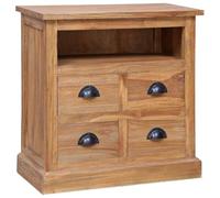 YunCangg Armoire d'appoint en teck massif 60 x 30 x 60 cm avec 4 tiroirs et compartiment, buffet pour salon, cuisine, salle à manger, style colonial rustique, rangement et décoration pratiques