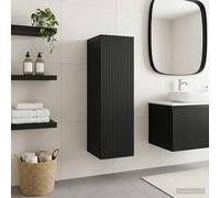 YunCangg Armoire de salle de bain murale noire en bois 33 x 34,5 x 100 cm, avec beaucoup d'espace de rangement, porte et charnières, idéale pour salle de bain, WC d'invités et étagère de lavabo