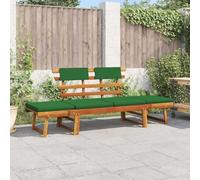 YunCangg Banc de jardin 2 en 1 avec coussins, 190 cm, en bois d'acacia massif, résistant aux intempéries, avec rembourrage et coussin, dossier réglable, siège d'extérieur pour terrasse, balcon et
