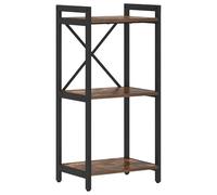 YunCangg Bibliothèque en chêne fumé, 40 x 30 x 85 cm, matériau en bois, cadre en métal noir, étagère ouverte avec étagères, design industriel durable pour salon, bureau