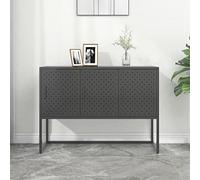 YunCangg Buffet de cuisine en acier anthracite 105 x 35 x 75 cm avec pieds, 3 portes, buffet de cuisine, pour salon, salle à manger, armoire robuste avec beaucoup d'espace de rangement et surface de