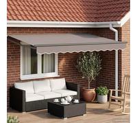 YunCangg Cadre d'auvent électrique anthracite en aluminium - 3 x 2,5 m - Avec manivelle - Lampes LED solaires - Résistant aux intempéries - Résistant aux UV - Pour terrasse, jardin, balcon