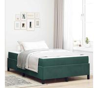 YunCangg Cadre de lit avec matelas, vert foncé, 120 x 190 cm, en tissu, cadre en bois dérivé du bois, avec sommier à lattes, ensemble moderne, durable et confortable, pour 2 personnes