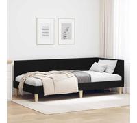YunCangg Cadre de lit d'angle, noir, en tissu et contreplaqué, 100 x 200 cm, lit double en forme de L, avec tête de lit réversible, peu encombrant, pour chambre d'amis et studio, comme lit et siège
