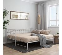 YunCangg Canapé-lit extensible en métal blanc 90 x 200 cm avec rampe latérale - Peu encombrant - Pour chambre d'amis, salon - Cadre en métal durable