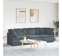 YunCangg Canapé modulaire pour salon, velours, gris foncé, 300 x 100 x 64 cm, canapé d'angle et partie centrale, groupe de sièges confortables avec coussins, construction en métal robuste