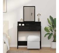 YunCangg Coiffeuse noire aspect chêne avec miroir et 2 tiroirs - 79 x 41 x 140 cm - En bois - Commode de rangement pour chambre à coucher, dressing et couloir