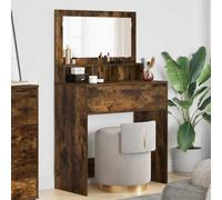 YunCangg Coiffeuse pour chambre à coucher - Chêne fumé - 80 x 39,6 x 135 cm - En bois avec tiroir et miroir - Commode de rangement pour cosmétiques, maquillage et beauté dans la chambre à coucher