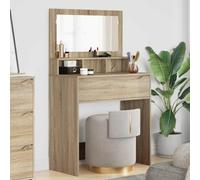 YunCangg Coiffeuse pour chambre à coucher, chêne Sonoma, 80 x 39,6 x 135 cm, en bois avec tiroir et miroir, commode de rangement pour maquillage, cosmétiques, organisateur dans la chambre à coucher et