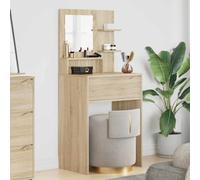 YunCangg Coiffeuse pour chambre à coucher en chêne Sonoma 80 x 39,6 x 135 cm avec tiroir, étagère de rangement et commode miroir pour maquillage et cosmétiques dans la chambre ou le dressing