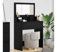 YunCangg Coiffeuse pour chambre à coucher, noire, en bois 80 x 39,6 x 135 cm, avec tiroir et miroir plat, commode de rangement pour cosmétiques, table de maquillage avec organisateur pour maquillage