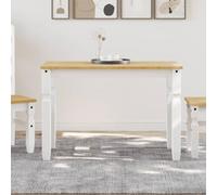 YunCangg Corona Table à manger blanche 112 x 60 x 75 cm en bois massif de pin avec finition cire de miel Table en bois stable pour salle à manger cuisine moderne peu encombrante et durable