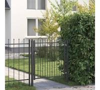 YunCangg Dronten Portail de clôture en métal noir, 155 x 104 cm, porte de jardin avec serrure, portail de cour anti-escalade pour terrain, portail d'entrée avec revêtement en poudre, battant de
