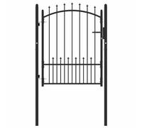 YunCangg EMMEN Portail de clôture avec pointes 100 x 125 cm en acier revêtu par pulvérisation pour terrasse et cour avec poteaux et serrure avec loquet pour délimitation sûre et brise-vue