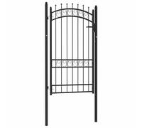 YunCangg EMMEN Portail de clôture avec pointes en acier revêtu par pulvérisation 103 x 134,5 cm Noir Porte de jardin avec charnière, serrure et poteaux pour cour, allée, terrasse et terrain