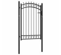 YunCangg EMMEN Portail de jardin en acier revêtu par pulvérisation avec pics, 103 x 117 cm, noir, avec poteaux, charnières et serrure pour cour, terrasse et allée