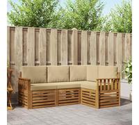 YunCangg Ensemble de canapé 4 pièces en bois d'acacia massif beige naturel, laqué résistant aux intempéries, 187,5 x 128,5 x 73 cm, salon modulaire pour jardin, terrasse, balcon