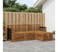 YunCangg Ensemble de canapé d'extérieur 4 pièces en bois d'acacia massif laqué naturel avec design à lattes et accoudoirs, ensemble de jardin résistant aux intempéries pour terrasse, balcon, jardin