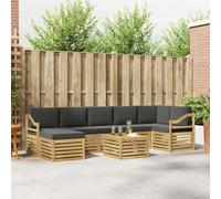 YunCangg Ensemble de canapé d'extérieur 8 pièces blanc et anthracite, bois d'acacia massif, 59 x 59 x 37 cm, modulaire, kit complet pour jardin, terrasse, balcon, assise confortable et détente en