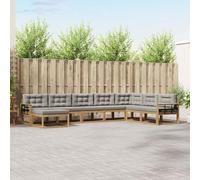 YunCangg Ensemble de canapé d'extérieur 8 pièces blanc et gris clair en bois d'acacia massif avec design à lattes, salon pour jardin, balcon, terrasse, ensemble complet confortable pour s'asseoir et