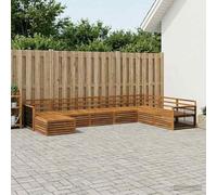 YunCangg Ensemble de canapé d'extérieur 8 pièces naturel en bois d'acacia massif, laqué résistant aux intempéries, salon modulaire pour jardin, terrasse, balcon, combinaison confortable pour s'asseoir