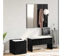 YunCangg Ensemble de meubles de couloir 5 pièces en bois avec banc de couloir, banc, 80 x 30,5 x 40 cm, panneau vestiaire, miroir, jardinière pour couloir, entrée, salon, espace de rangement