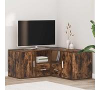 YunCangg Étagère d'angle en bois de chêne fumé 160 x 40 x 45 cm avec tiroir et compartiment de rangement polyvalent pour salon, chambre à coucher, couloir, commode, buffet, vitrine avec étagère et