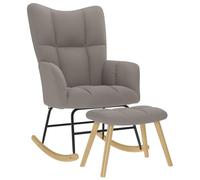 YunCangg Fauteuil à bascule avec repose-pieds, tissu taupe, cadre en métal robuste, siège et dossier rembourrés, accoudoirs, mouvement de balançoire doux, idéal pour salon, chambre à coucher, terrasse