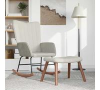 YunCangg Fauteuil à bascule avec tabouret, en velours, blanc crème, avec accoudoirs et dossier pour salon, chambre de bébé, terrasse et coin lecture pour se détendre et allaiter