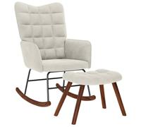 YunCangg Fauteuil à bascule avec tabouret, en velours crème, chaise de relaxation avec accoudoirs et dossier, chaise à bascule avec structure stable pour salon, chambre à coucher, chambre de bébé