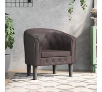 YunCangg Fauteuil club marron en cuir synthétique avec rembourrage, accoudoir et dossier, 70 x 56 x 68 cm, structure en bois de pin stable, fauteuil lounge confortable pour salon, bureau et coin