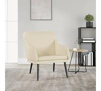 YunCangg Fauteuil en cuir synthétique crème 63 x 76 x 80 cm avec structure en métal, dossier et accoudoirs rembourrés, fauteuil de relaxation confortable pour salon, bureau, coin lecture et salon
