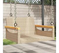 YunCangg Fauteuil suspendu en polyrotin beige avec cadre en acier revêtu par pulvérisation 63 x 62 x 40 cm, banc de jardin résistant aux intempéries avec dossier et accoudoirs pour balcon, terrasse