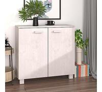 YunCangg Hamar Buffet blanc en pin massif 85 x 35 x 80 cm avec 2 portes, espace de rangement pratique, meuble de cuisine et armoire de salon, buffet robuste avec poignées en bois