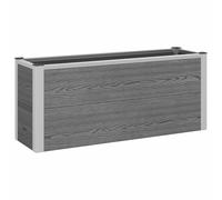 YunCangg Jardinière surélevée gris 100 x 30 x 42 cm WPC et aluminium - Pot de fleurs résistant aux intempéries avec drainage - Grille métallique amovible - Idéal pour le jardin, le balcon et la