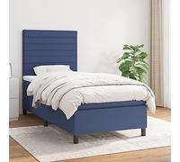 YunCangg Lit à sommier tapissier avec matelas bleu, 90 x 200 cm, en tissu, tête de lit réglable, matelas à ressorts ensachés, cadre de lit confortable, surmatelas doux, ensemble de chambre à coucher